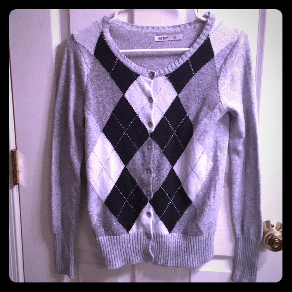 Old Navy Women’s XS Argyle Cardigan.
